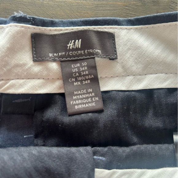 H&M navy men’s dress pants, slim fit, straight leg, size US 34R - Picture 6 of 7
